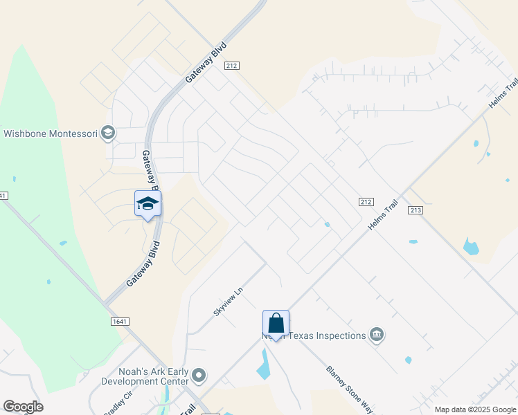 map of restaurants, bars, coffee shops, grocery stores, and more near 1309 Caprock Drive in Forney