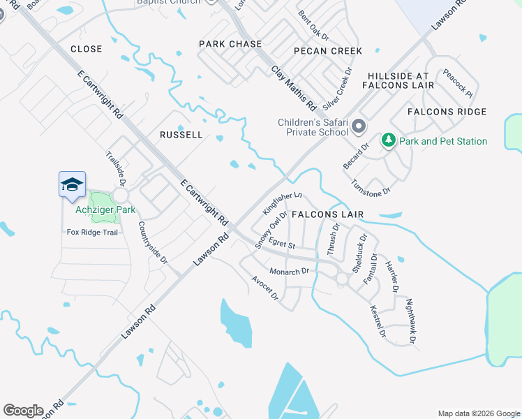 map of restaurants, bars, coffee shops, grocery stores, and more near 4809 Kingfisher Lane in Mesquite