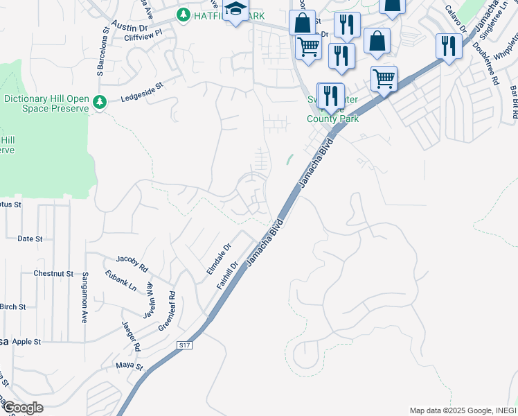 map of restaurants, bars, coffee shops, grocery stores, and more near 2718 Pointe Parkway in Spring Valley