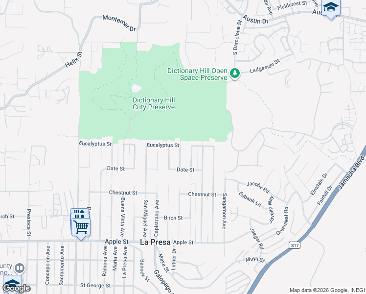 map of restaurants, bars, coffee shops, grocery stores, and more near 1669 Coronado Avenue in Spring Valley