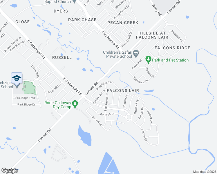 map of restaurants, bars, coffee shops, grocery stores, and more near 2724 Snowy Owl Drive in Mesquite