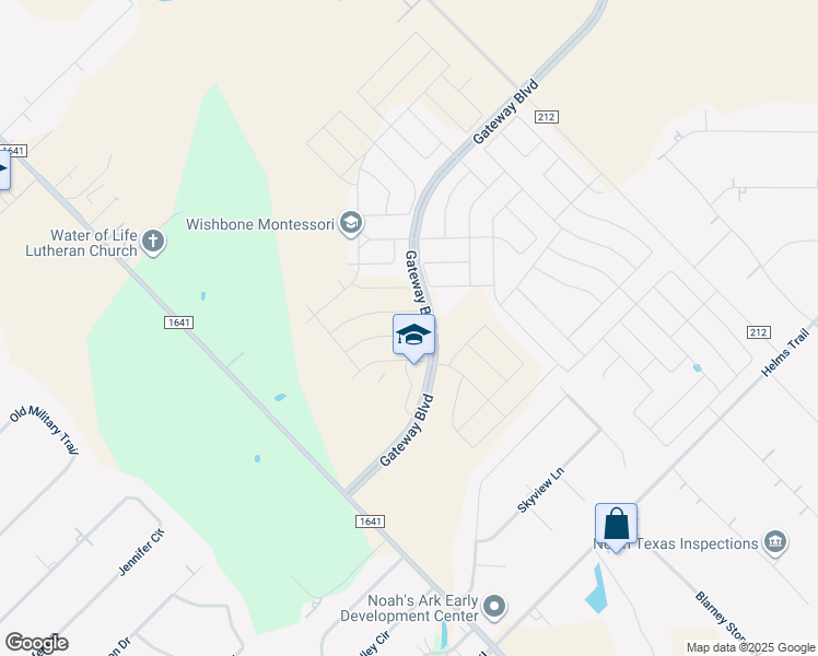 map of restaurants, bars, coffee shops, grocery stores, and more near 1351 Gateway Boulevard in Forney