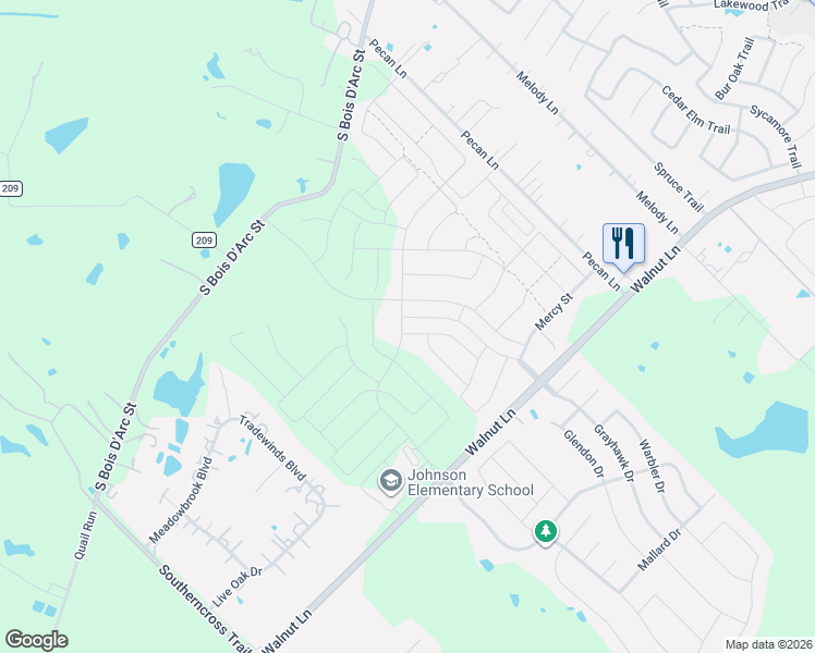 map of restaurants, bars, coffee shops, grocery stores, and more near 701 Lemmon Lane in Forney