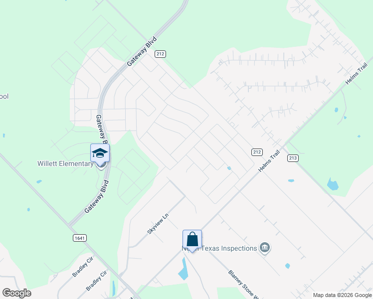 map of restaurants, bars, coffee shops, grocery stores, and more near 1744 Jamestown Drive in Forney