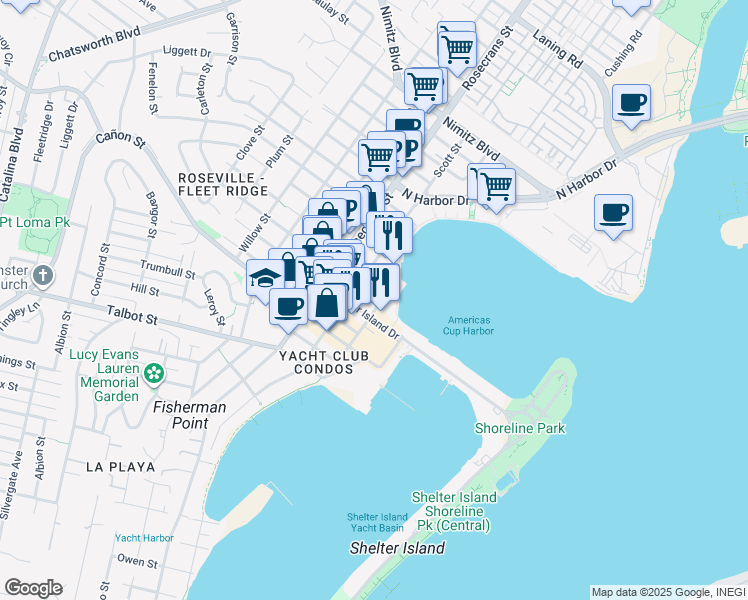 map of restaurants, bars, coffee shops, grocery stores, and more near 2901 Carleton Street in San Diego