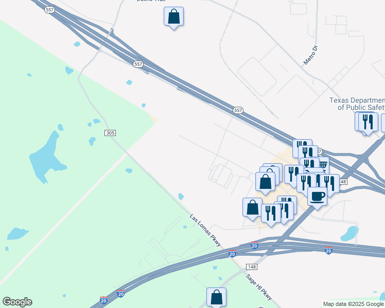 map of restaurants, bars, coffee shops, grocery stores, and more near in Terrell