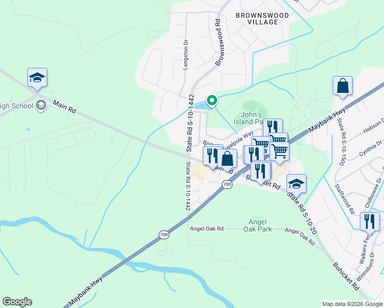map of restaurants, bars, coffee shops, grocery stores, and more near 1684 State Road S-10-1442 in Johns Island