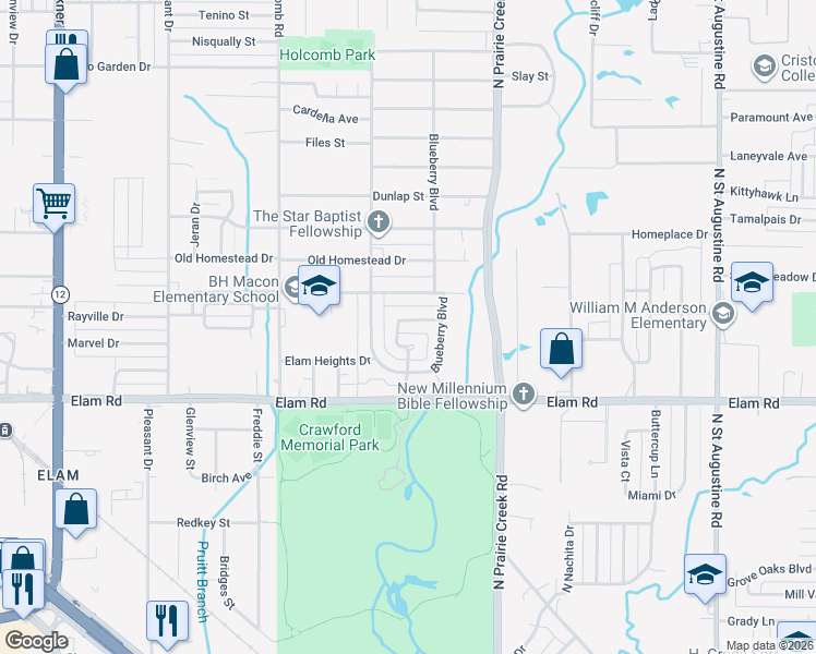 map of restaurants, bars, coffee shops, grocery stores, and more near 8719 Buckeye Drive in Dallas