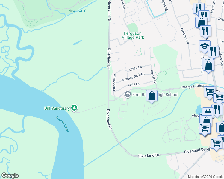 map of restaurants, bars, coffee shops, grocery stores, and more near 1315 Pinnacle Lane in Charleston