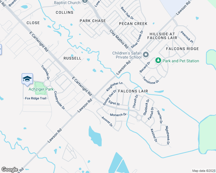 map of restaurants, bars, coffee shops, grocery stores, and more near 4857 Kingfisher Lane in Mesquite
