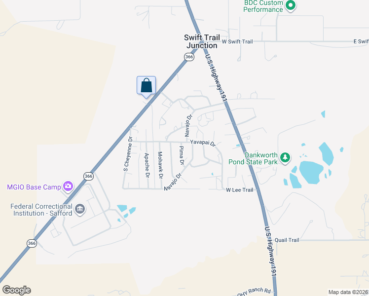 map of restaurants, bars, coffee shops, grocery stores, and more near 8535 Pima Drive in Safford
