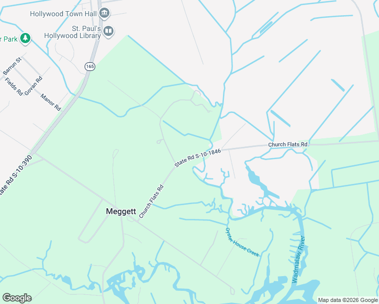 map of restaurants, bars, coffee shops, grocery stores, and more near 4760 Walking Horse Road in Meggett