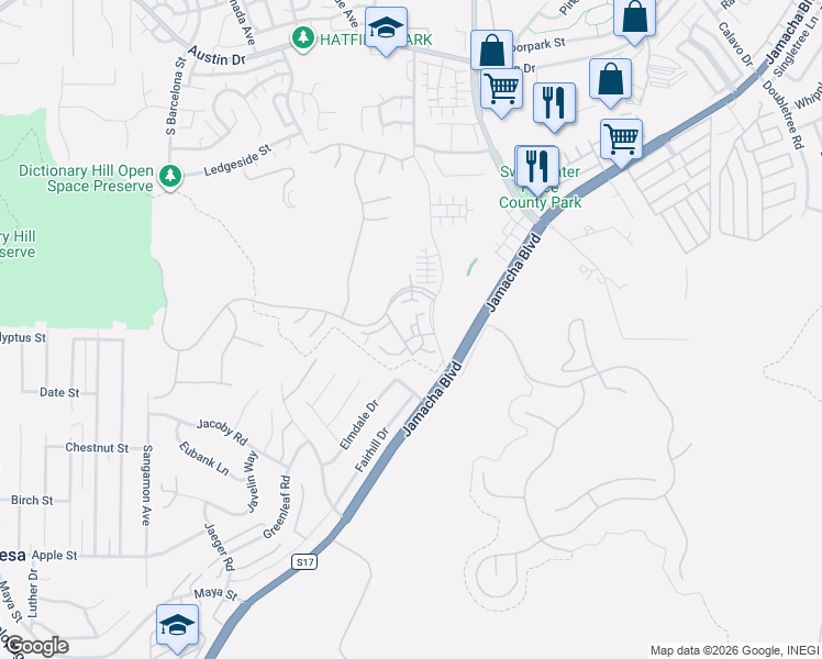 map of restaurants, bars, coffee shops, grocery stores, and more near 2778 Isham Springs Court in Spring Valley