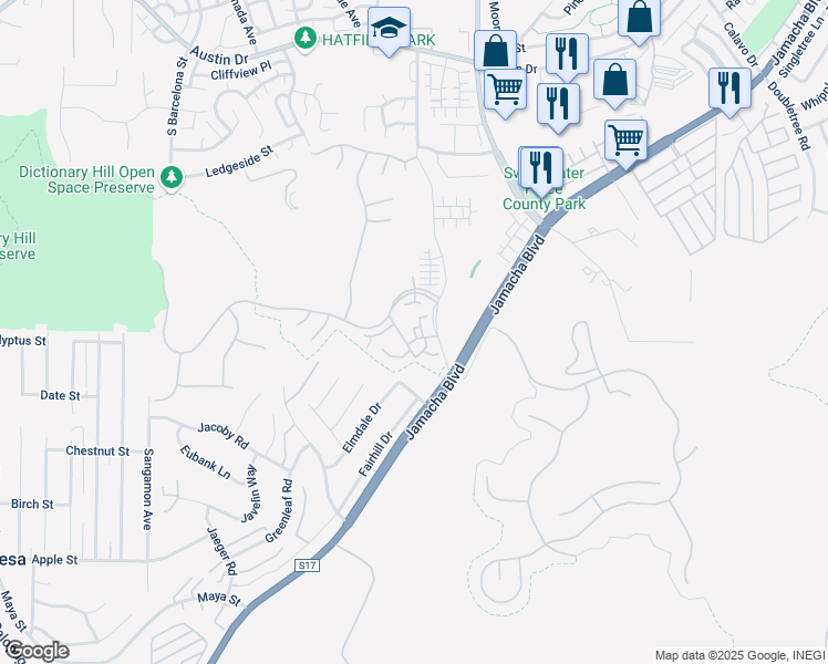 map of restaurants, bars, coffee shops, grocery stores, and more near in Spring Valley