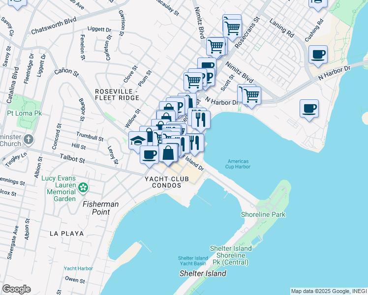 map of restaurants, bars, coffee shops, grocery stores, and more near 2901 Carleton Street in San Diego