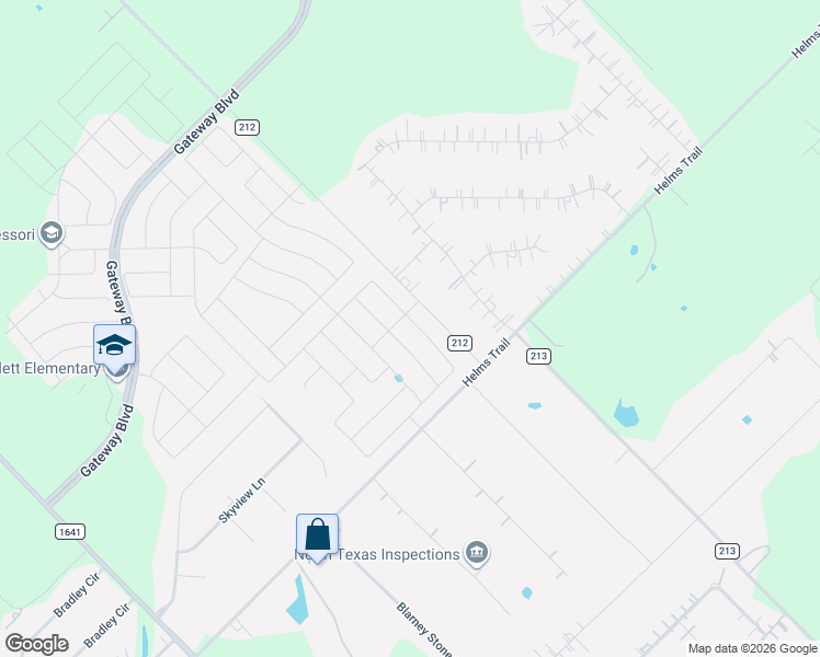 map of restaurants, bars, coffee shops, grocery stores, and more near 9862 County Road 212 in Forney