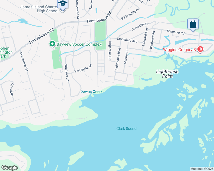 map of restaurants, bars, coffee shops, grocery stores, and more near 1227 Lighthouse Boulevard in Charleston