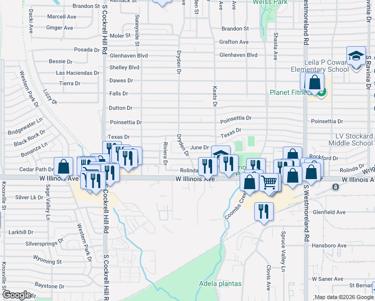 map of restaurants, bars, coffee shops, grocery stores, and more near 4006 June Drive in Dallas
