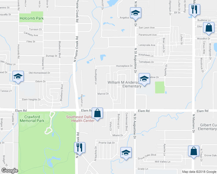 map of restaurants, bars, coffee shops, grocery stores, and more near 631 Sunburst Drive in Dallas