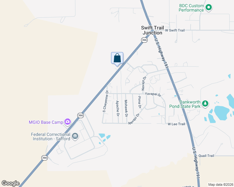 map of restaurants, bars, coffee shops, grocery stores, and more near South Apache Drive in Safford