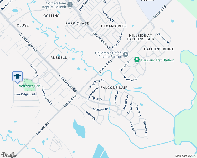map of restaurants, bars, coffee shops, grocery stores, and more near 4857 Kingfisher Lane in Mesquite
