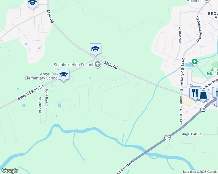 map of restaurants, bars, coffee shops, grocery stores, and more near 1834 Clark Hills Circle in Johns Island