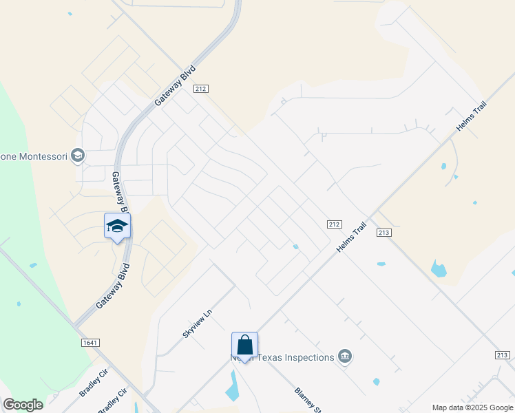 map of restaurants, bars, coffee shops, grocery stores, and more near Everglades Drive in Kaufman County