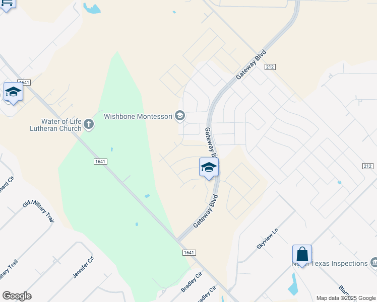 map of restaurants, bars, coffee shops, grocery stores, and more near 1568 Sugarberry Drive in Forney