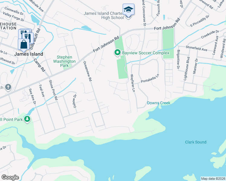 map of restaurants, bars, coffee shops, grocery stores, and more near 1415 Rivers Cotton Road in Charleston