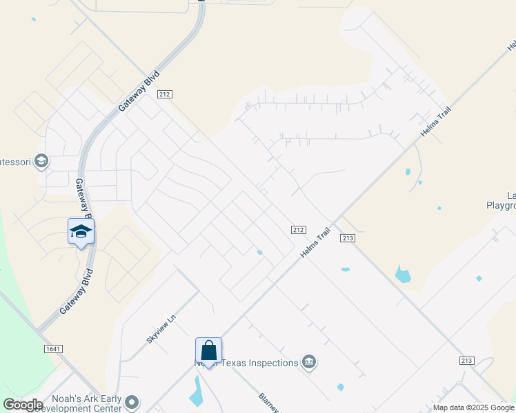 map of restaurants, bars, coffee shops, grocery stores, and more near 9896 County Road 212 in Forney