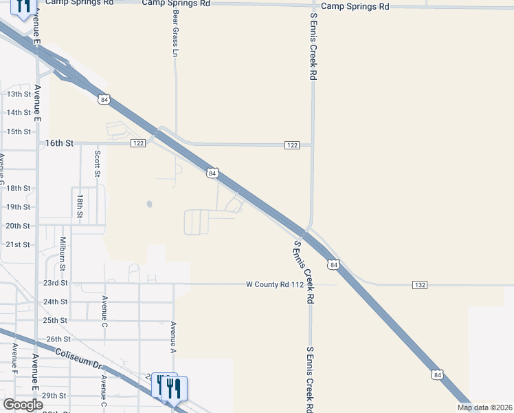 map of restaurants, bars, coffee shops, grocery stores, and more near 125-387 U.S. 84 Frontage Road in Snyder
