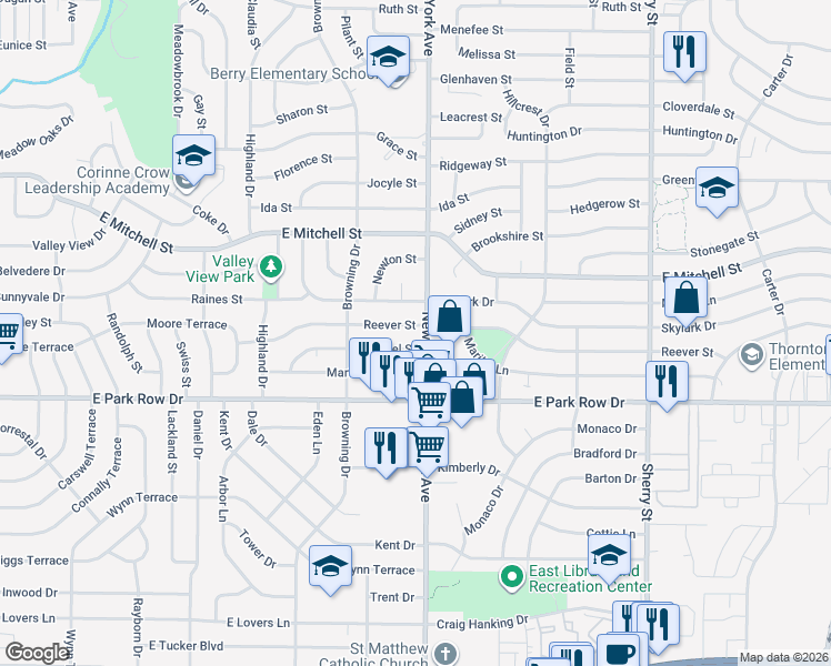 map of restaurants, bars, coffee shops, grocery stores, and more near 1301 New York Avenue in Arlington