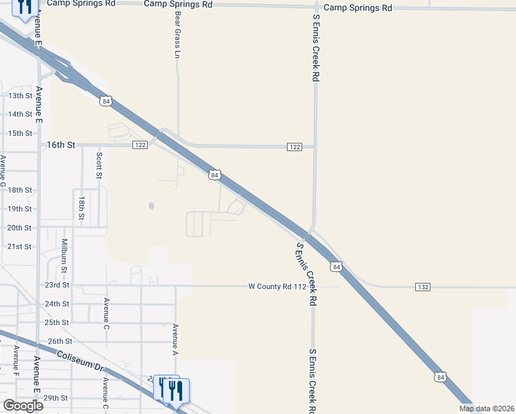 map of restaurants, bars, coffee shops, grocery stores, and more near 125 U.S. 84 Frontage Road in Snyder