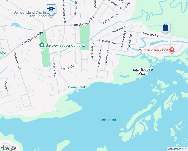 map of restaurants, bars, coffee shops, grocery stores, and more near 1227 Lighthouse Boulevard in Charleston