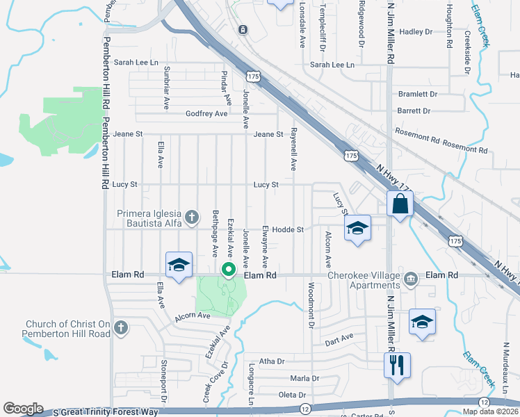map of restaurants, bars, coffee shops, grocery stores, and more near 605 Elwayne Avenue in Dallas