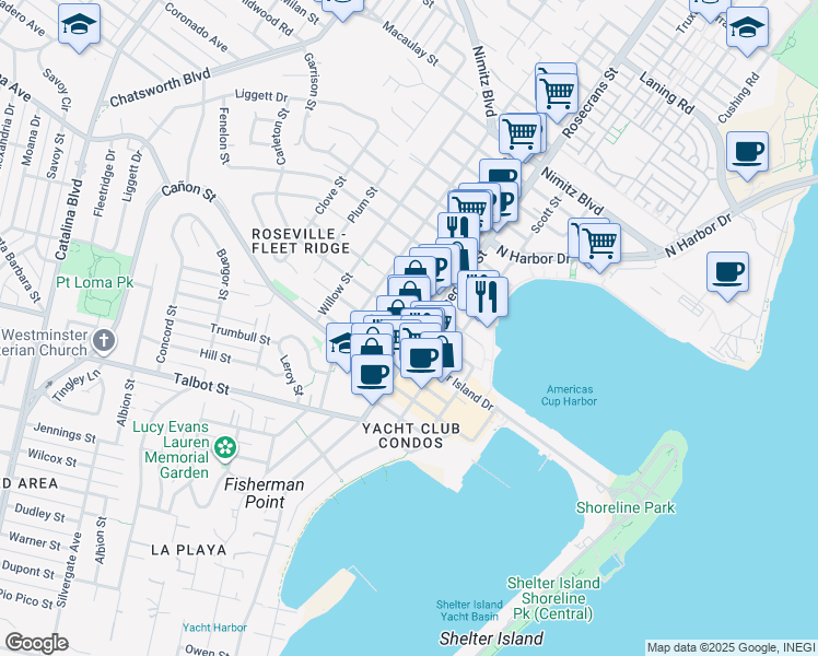 map of restaurants, bars, coffee shops, grocery stores, and more near 3019 Carleton Street in San Diego
