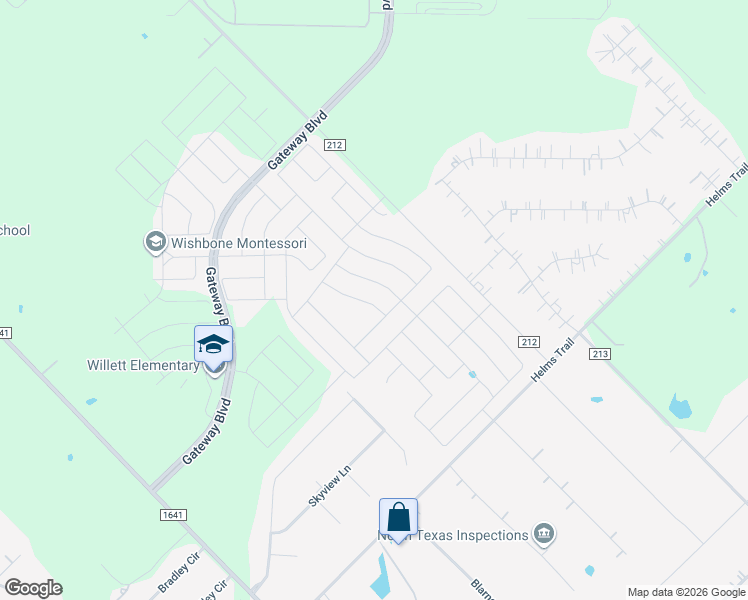 map of restaurants, bars, coffee shops, grocery stores, and more near 1717 Everglades Drive in Forney