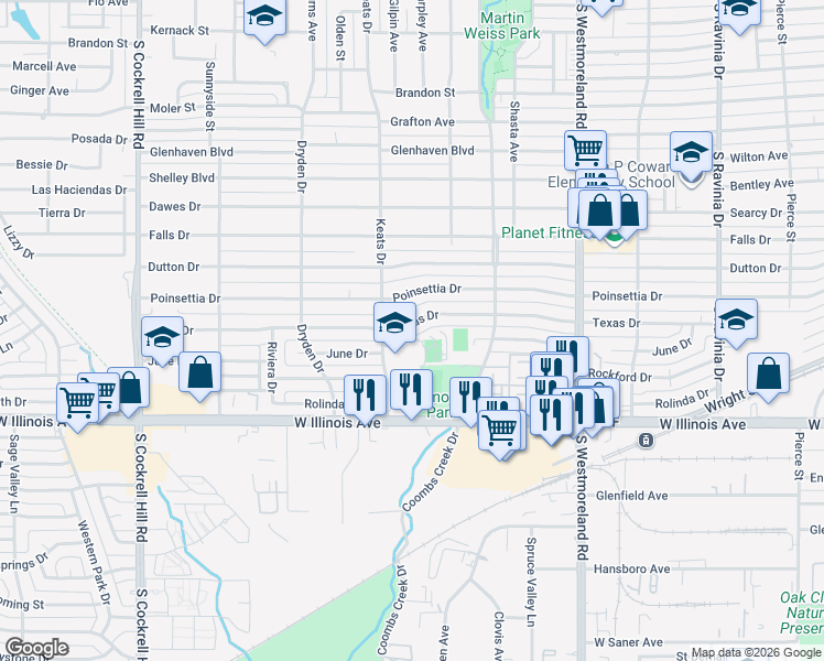 map of restaurants, bars, coffee shops, grocery stores, and more near 3710 Texas Drive in Dallas