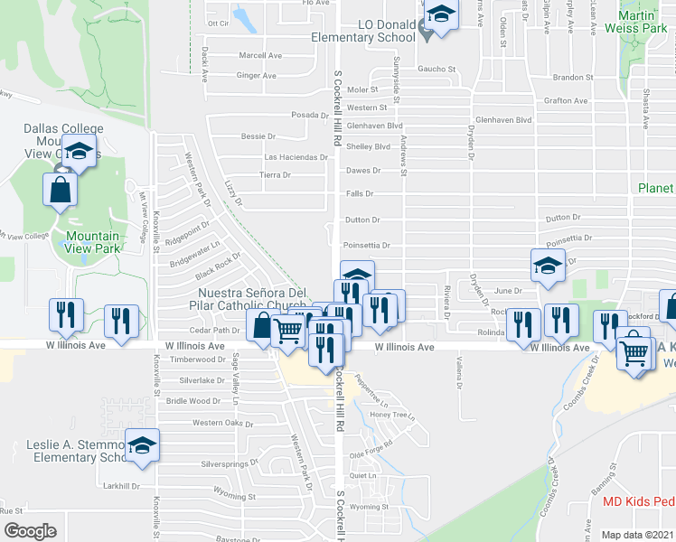 map of restaurants, bars, coffee shops, grocery stores, and more near 7910 Texas Drive in Dallas