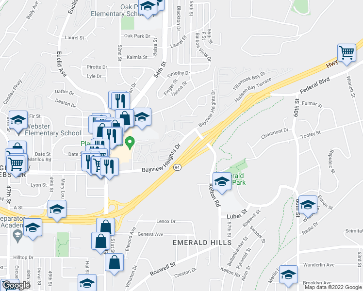 map of restaurants, bars, coffee shops, grocery stores, and more near in San Diego