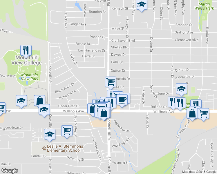 map of restaurants, bars, coffee shops, grocery stores, and more near 5631 Texas Drive in Dallas