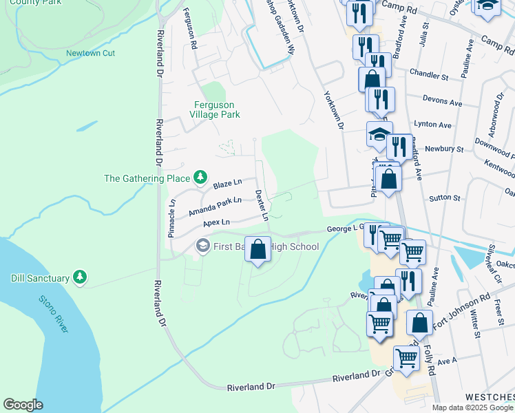 map of restaurants, bars, coffee shops, grocery stores, and more near 1634 Dexter Lane in Charleston