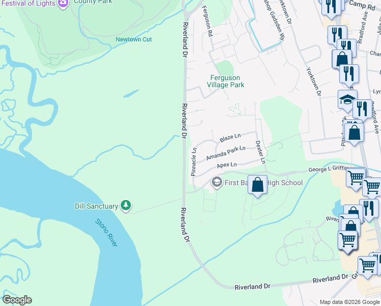 map of restaurants, bars, coffee shops, grocery stores, and more near 1359 Pinnacle Lane in Charleston