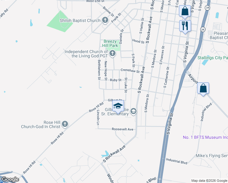 map of restaurants, bars, coffee shops, grocery stores, and more near 709 Mount Olive Street in Terrell