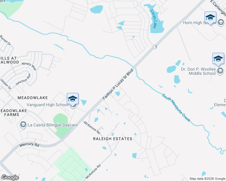 map of restaurants, bars, coffee shops, grocery stores, and more near 3633-3981 Faithon P Lucas Sr Boulevard in Mesquite