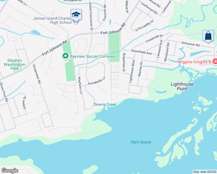 map of restaurants, bars, coffee shops, grocery stores, and more near 1107 Eaglewood Trail in Charleston