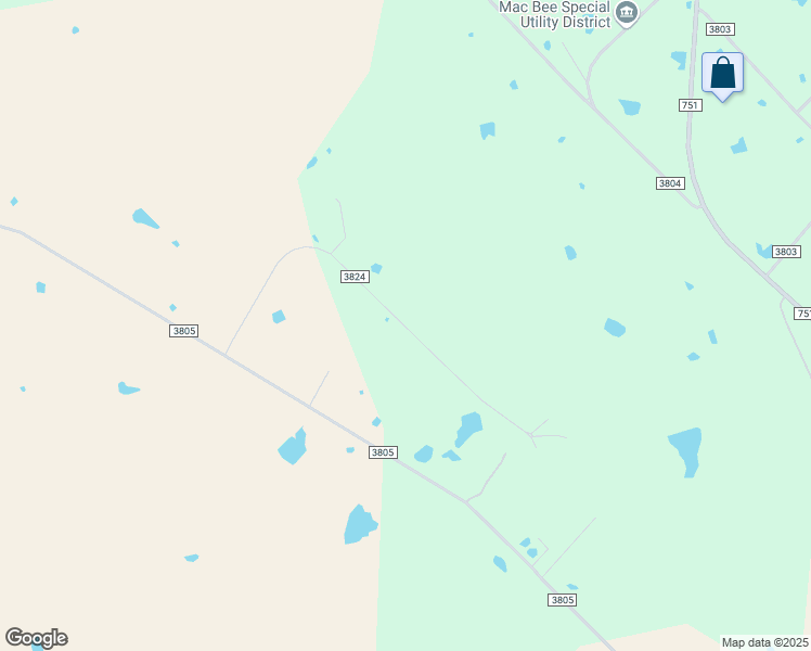 map of restaurants, bars, coffee shops, grocery stores, and more near County Road 3824 in Wills Point