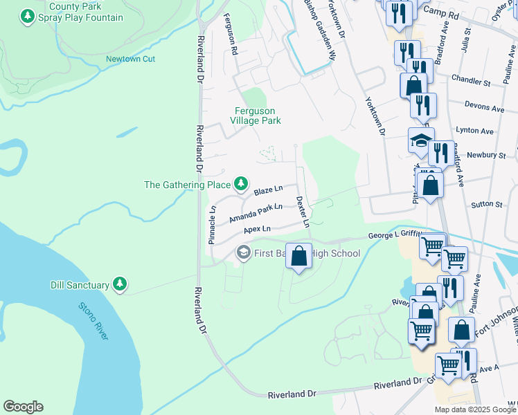 map of restaurants, bars, coffee shops, grocery stores, and more near 1452 Amanda Park Lane in Charleston
