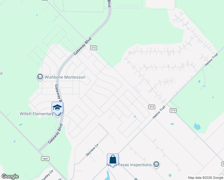 map of restaurants, bars, coffee shops, grocery stores, and more near 1744 Jamestown Drive in Forney