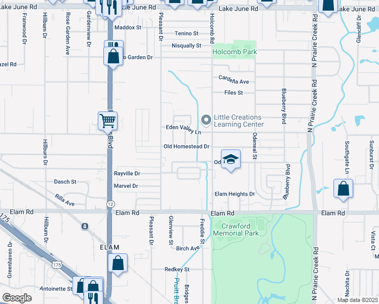 map of restaurants, bars, coffee shops, grocery stores, and more near 8352 Old Homestead Drive in Dallas